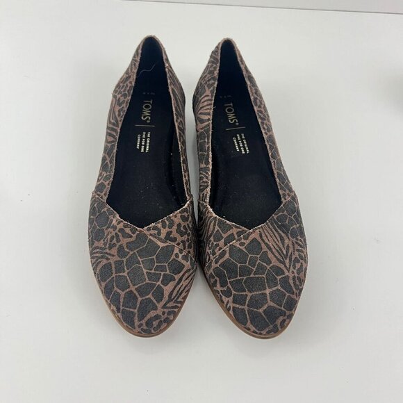 TOMS Womens Julie Leopard Suede Flats Slip On W 7.5 Shoes Black Brown - Picture 7 of 8
